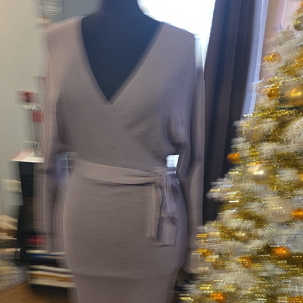 HALARA Taupe Wrap Knit Dress - Picture 5 of 16